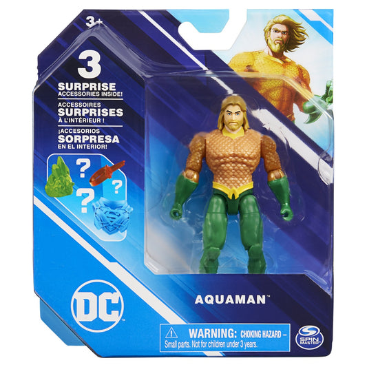 Figurina aquaman 10cm flexibila cu accesorii, Spin Master