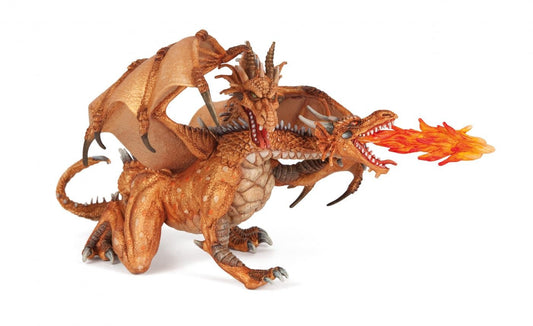 Papo figurina dragon cu doua capete auriu, Papo