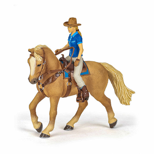 Papo figurina set cowgirl (vacarita) pe cal usa, Papo