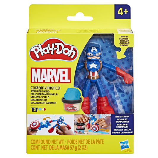 Play-doh marvel figurina flexibila cu accesorii captain america 10cm, Hasbro