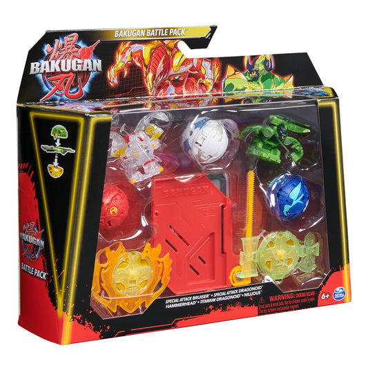 Bakugan set de lupta bruiser, dragonoid, hammerhead, titanium dragonoid si nillious, Spin Master