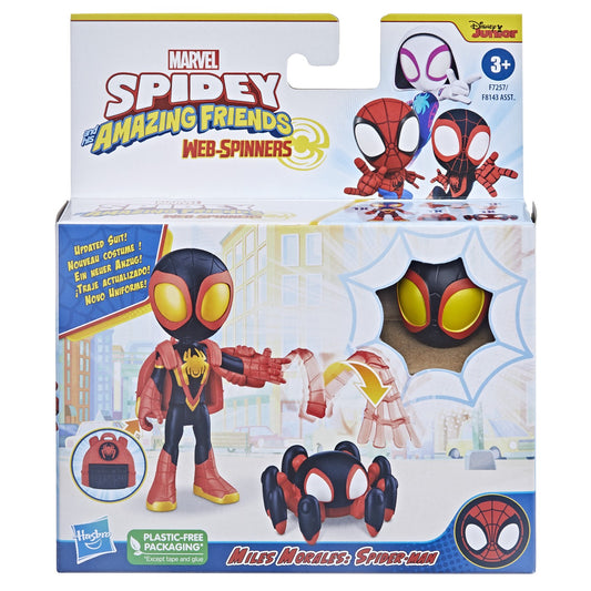 Spidey prietenii extraordinari set figurina miles morales spider man 10cm si accesorii, Hasbro