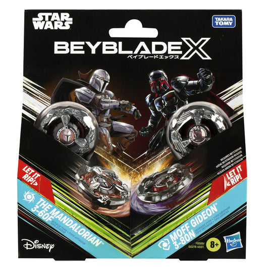 Beyblade x star wars pachet duo the mandalorian 3-60f si moff gideon 3-80n, Hasbro