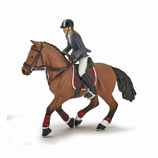 Papo figurina cal competitie cu jocheu, Papo