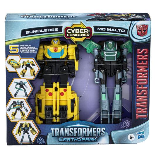 Transformers earthspark set 2 figurine bumblebee si mo malto, Hasbro