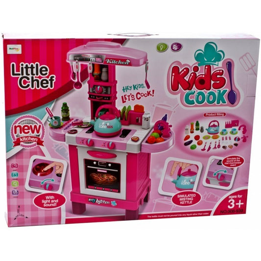 Bucatarie pentru fetite malplay cu electrocasnice ceainic si accesorii lumini si sunete, AS