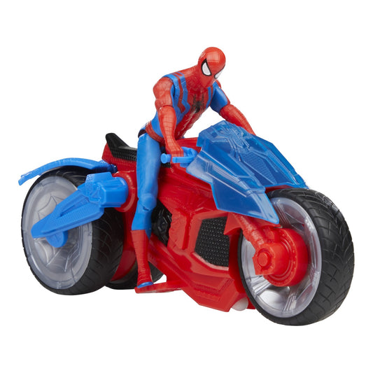 Spiderman set figurina si vehicul web blast cycle, Hasbro