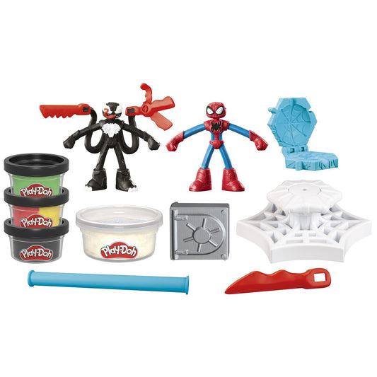 Play doh spiderman set 2 figurine batalie cu lansator si sulita, Hasbro