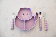 Farfurie compartimentata din silicon cu ventuza, pisica, Melii