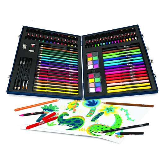 Set de desen deluxe cu 100 accesorii dinozaur, AS