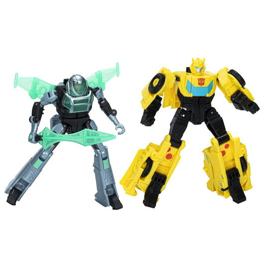 Transformers earthspark set 2 figurine bumblebee si mo malto, Hasbro