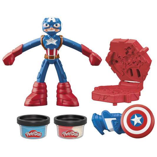 Play-doh marvel figurina flexibila cu accesorii captain america 10cm, Hasbro