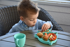 Farfurie compartimentata din silicon cu ventuza, rechin, Melii