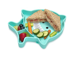Farfurie compartimentata din silicon cu ventuza, rechin, Melii