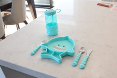 Farfurie compartimentata din silicon cu ventuza, rechin, Melii