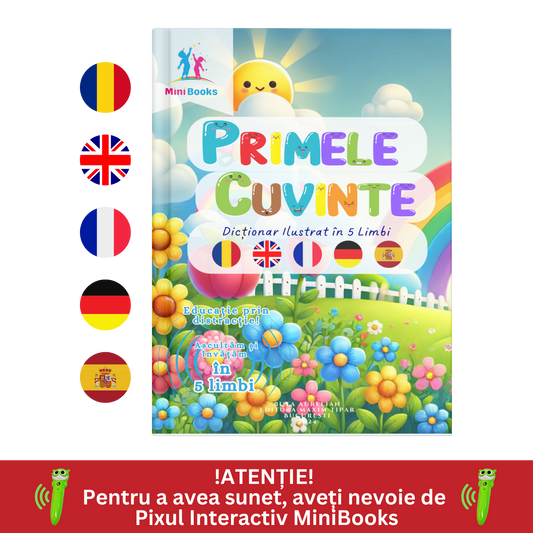 Primele Cuvinte - Dictionar Ilustrat in 5 Limbi - Carte cu sunete interactiva, MiniBooks