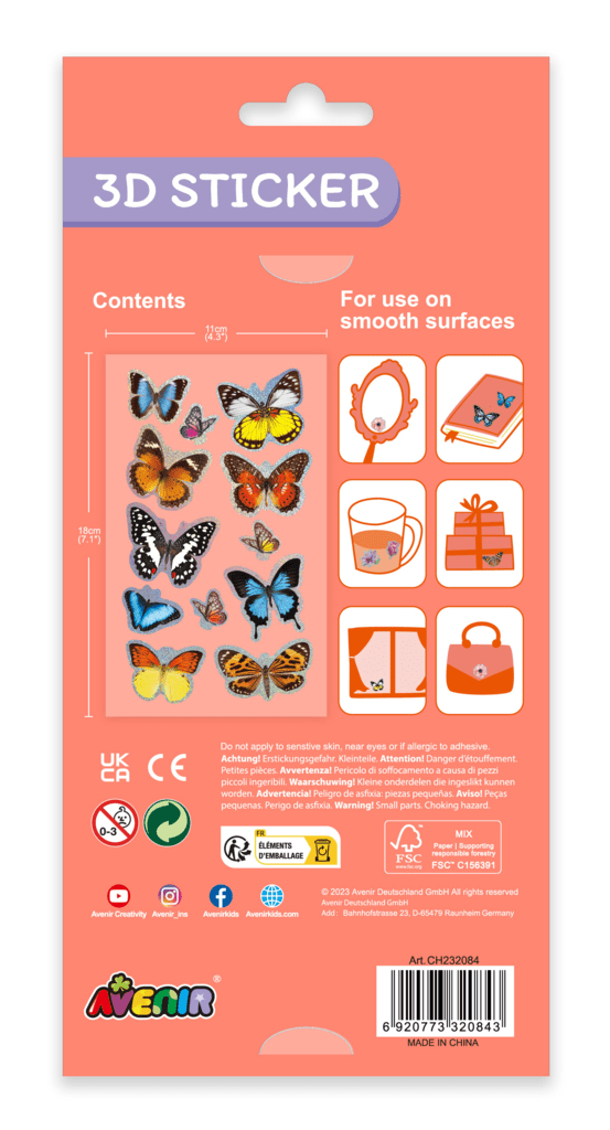 Abtibilduri 3D - Fluturi, colectia Creatii Naturale - Avenir - Publisol.ro