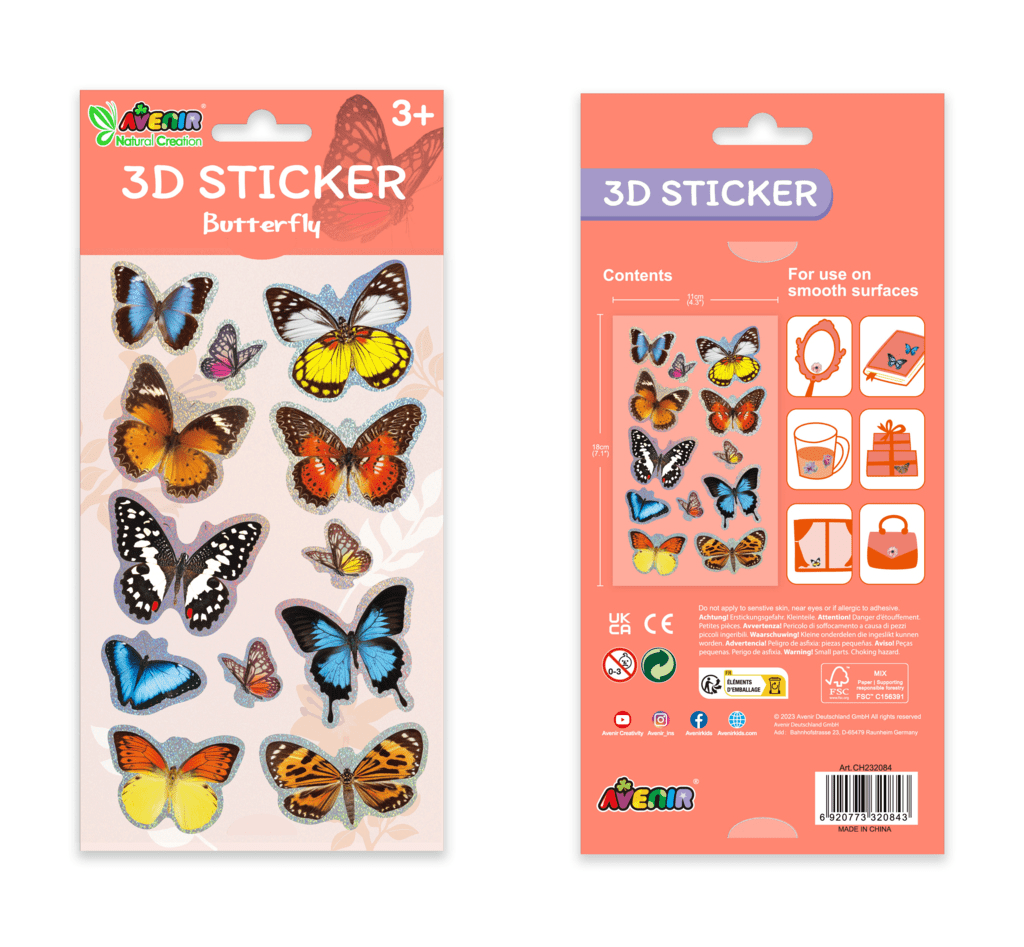 Abtibilduri 3D - Fluturi, colectia Creatii Naturale - Avenir - Publisol.ro