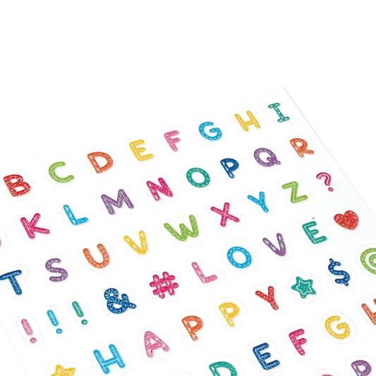 Abtibilduri cu sclipici Alfabet Stickiville - Ooly