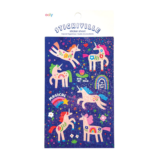 Abtibilduri holografice cu sclipici Stickiville Magical Unicorns - Ooly