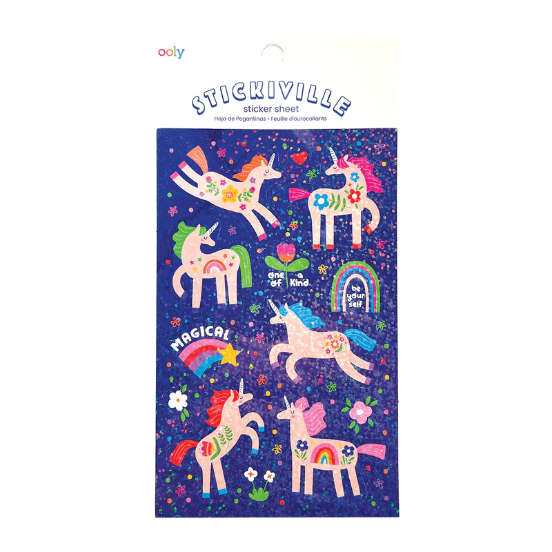 Abtibilduri holografice cu sclipici Stickiville Magical Unicorns - Ooly - Publisol.ro