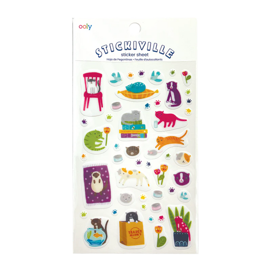 Abtibilduri vinil transparent Stickiville Quirky Cats - Ooly