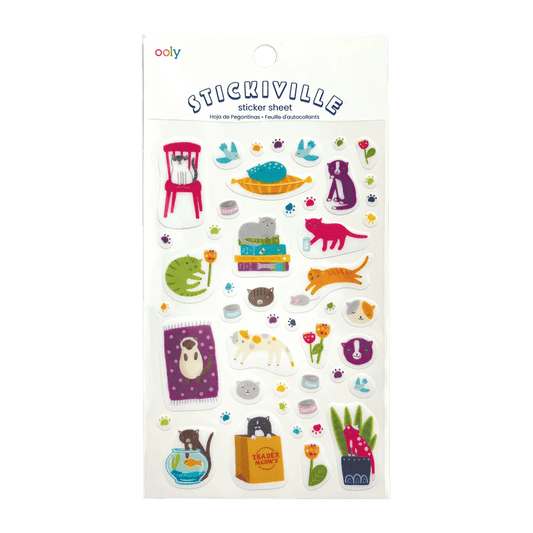Abtibilduri vinil transparent Stickiville Quirky Cats - Ooly - Publisol.ro