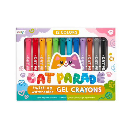 Creioane acuarele cu gel, Cat Parade, set 12 culori - Ooly