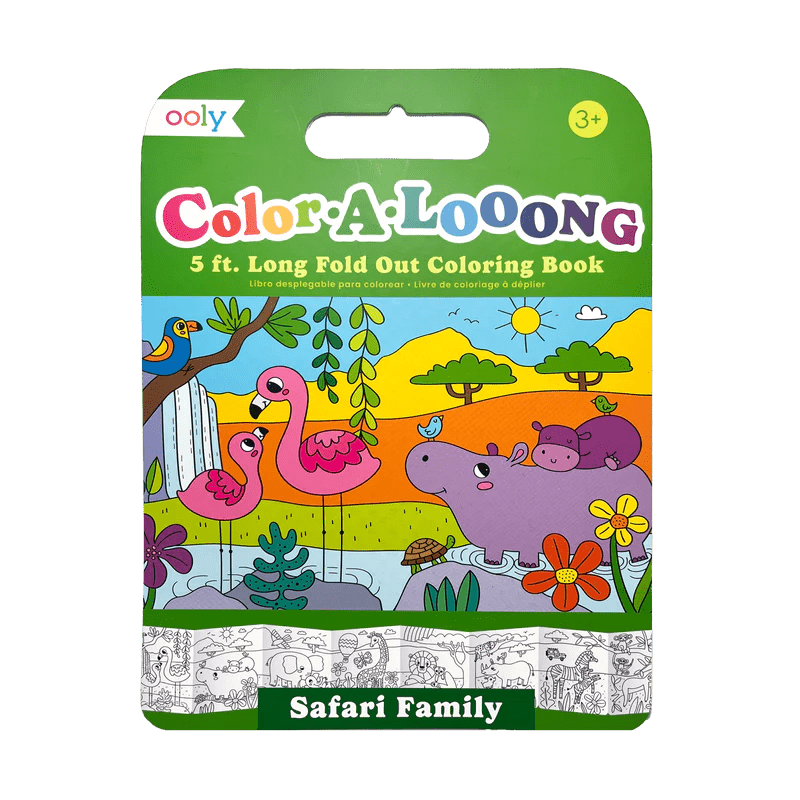 Album de colorat cu lungime 1,5 m - fata - verso, Color - A - Looong - Expeditie Safari - Ooly - Publisol.ro