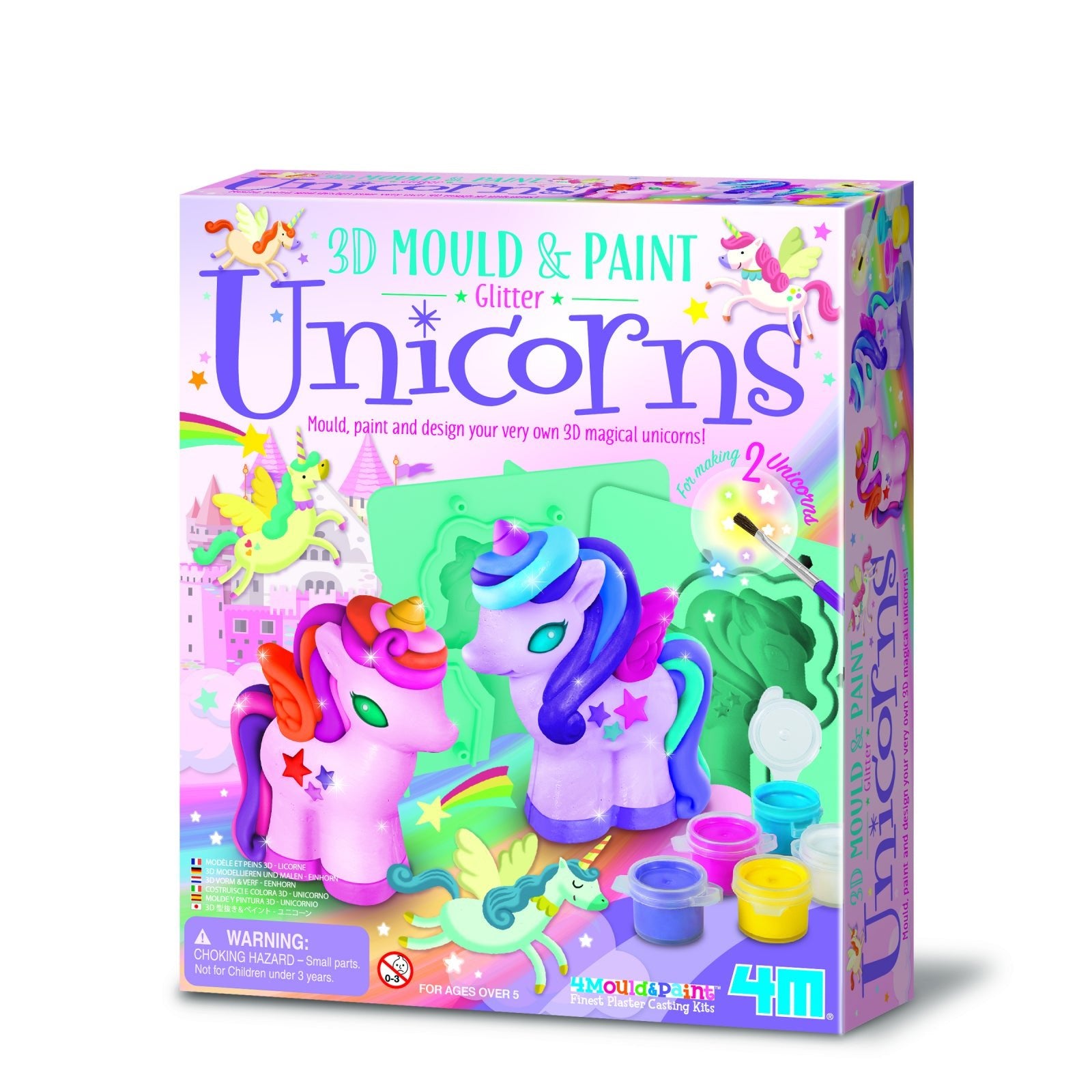 Atelier creativ 3D Modeleaza si picteaza - Unicorni cu sclipici - 4M - Publisol.ro