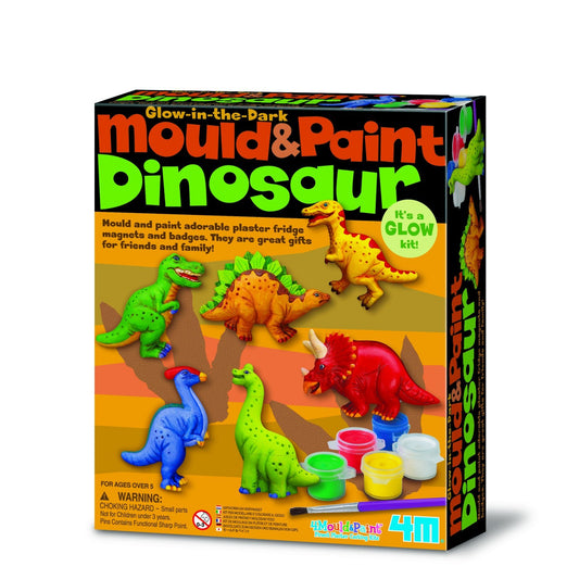 Atelier creativ Modeleaza si picteaza - Dinozaur care straluceste in intuneric - 4M - Publisol.ro