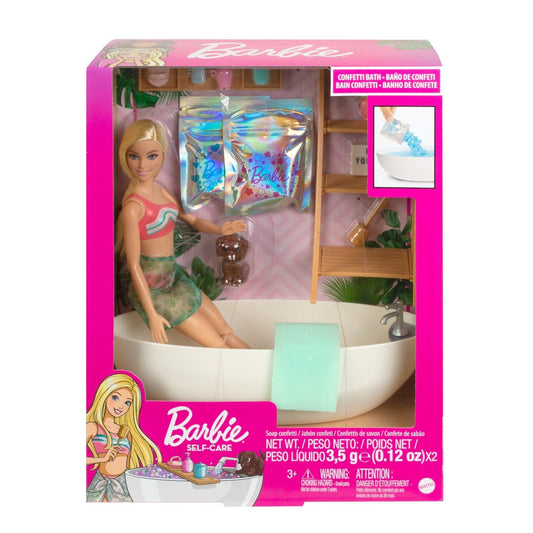 Babrie self care set papusa si baie cu confetti, Mattel - Publisol.ro