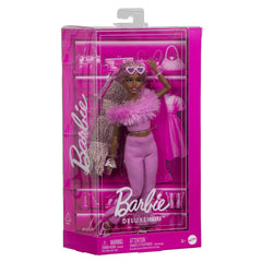 Barbie deluxe style papusa Barbie cu salopeta roz si par impletit - Publisol.ro