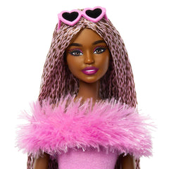 Barbie deluxe style papusa Barbie cu salopeta roz si par impletit - Publisol.ro