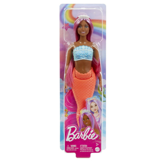 Barbie dreamtropia papusa sirena cu par magenta si coada portocalie, Mattel - Publisol.ro