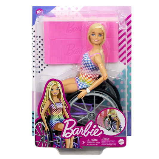 Barbie papusa barbie blonda in scaun cu rotile, Mattel - Publisol.ro