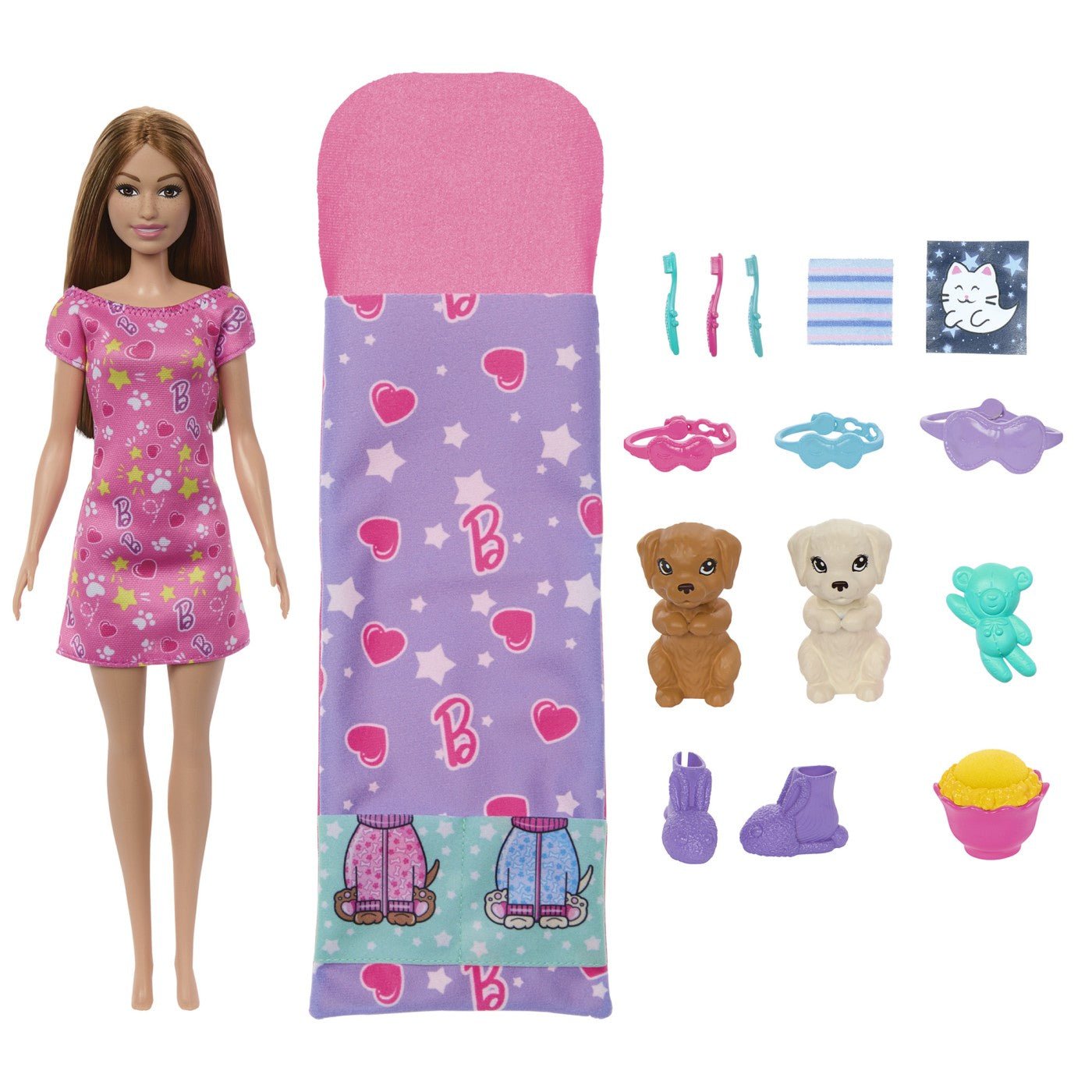 Barbie papusa Barbie family set petrecere cu 2 catelusi color change - Publisol.ro