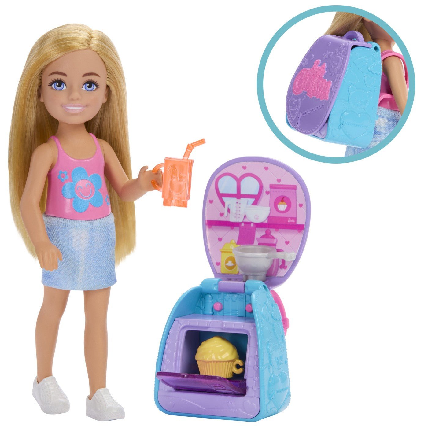 Barbie papusica Chelsea cu rucsac pentru coacerea brioselor - Publisol.ro