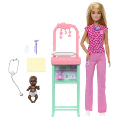 Barbie set de joaca papusa Barbie blonda face cariera pediatru - Publisol.ro