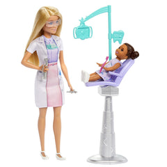 Barbie set de joaca papusa Barbie blonda face cariera stomatolog - Publisol.ro