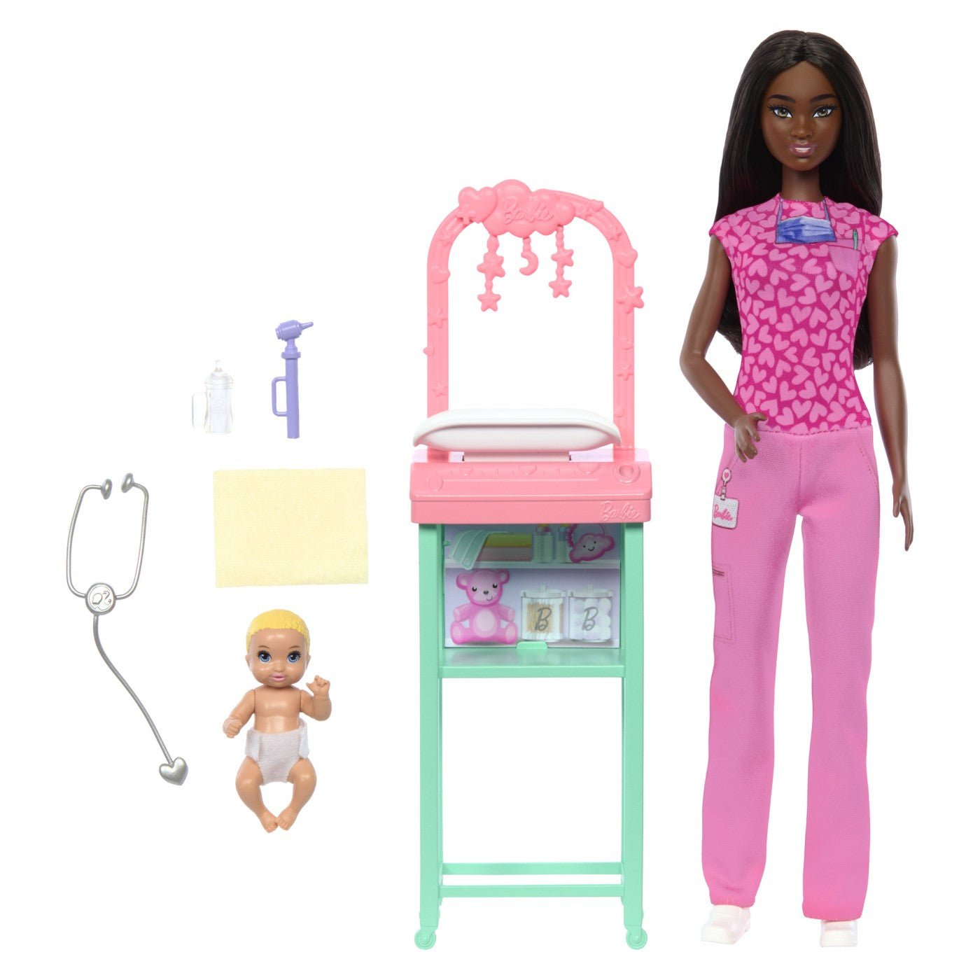 Barbie set de joaca papusa Barbie bruneta face cariera pediatru - Publisol.ro