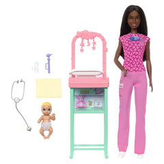 Barbie set de joaca papusa Barbie bruneta face cariera pediatru - Publisol.ro