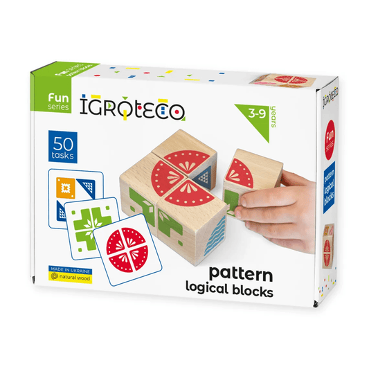 Blocuri logice din lemn, cu model, 4 piese - Igroteco - Publisol.ro