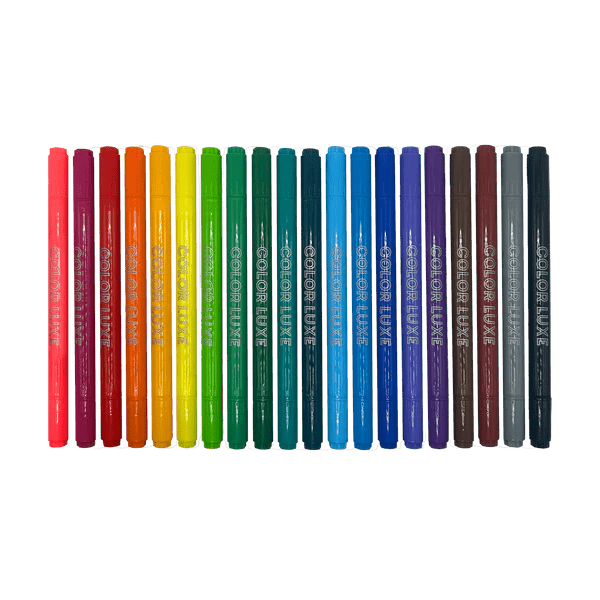 Carioci 2 in 1 cu pensula si varf fin, Color Luxe - set de 20 - Ooly - Publisol.ro