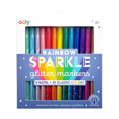 Carioci cu sclipici Rainbow Sparkle, set de 15 culori - Ooly