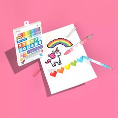 Carioci duble cu stampila patrata si varf subtire - set de 12 - Ooly