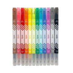 Carioci duble cu stampila patrata si varf subtire - set de 12 - Ooly