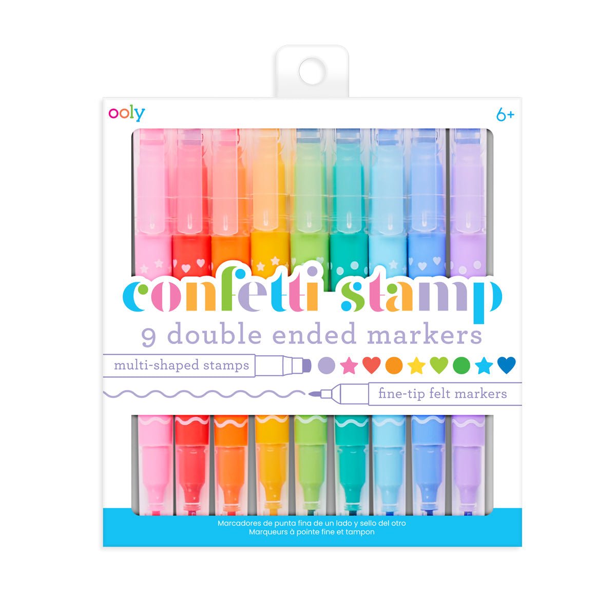 Carioci duble cu stampile Confetti Stamp - set de 9 - Ooly - Publisol.ro