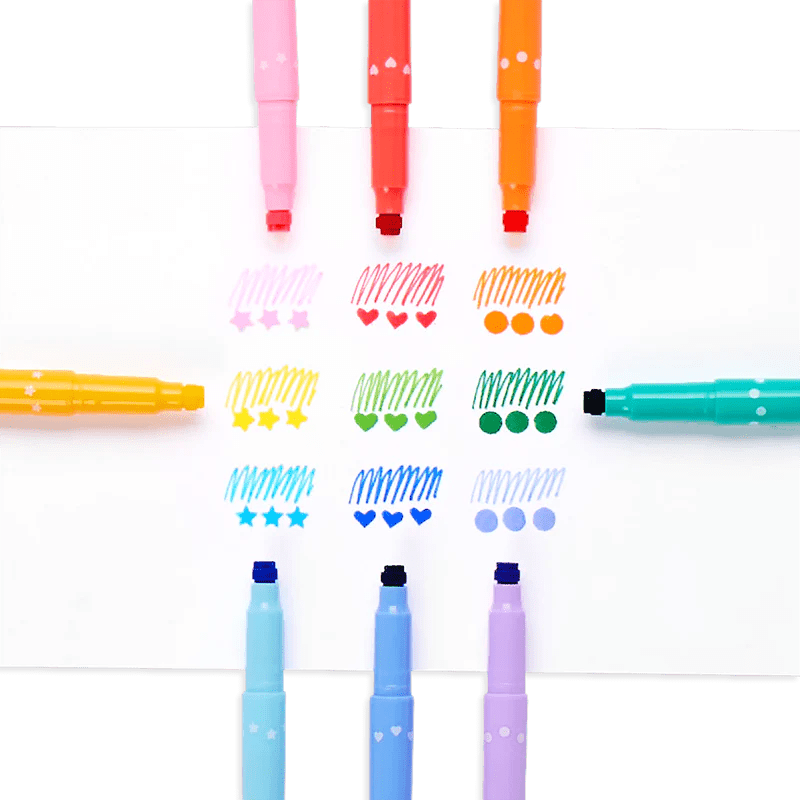 Carioci duble cu stampile Confetti Stamp - set de 9 - Ooly - Publisol.ro