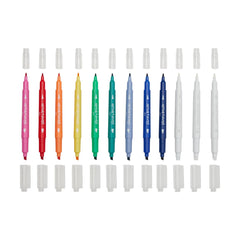 Carioci duble cu stampile Stamp - A - Doodle - set de 9 culori si 3 care schimba culoarea - Ooly - Publisol.ro